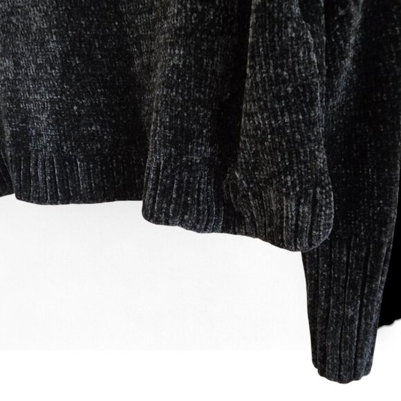 Hollister Womens Chenille Crop Sweater Black Size Small V-Neck Top - Picture 4 of 7